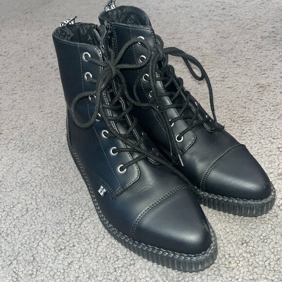 T.U.K. TUKskin POINTED TOE LACE UP BOOTS -  SIDE ZIP- MEN'S 8 / WOMEN'S 10 - EUC - Picture 1 of 15